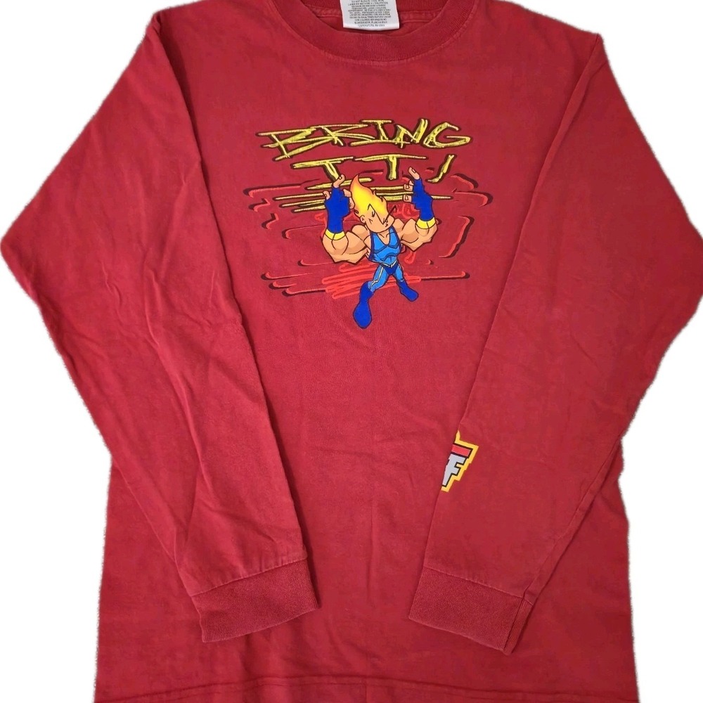 RARE Vintage JNCO Shirt Youth Large Red Flamehead Tee 90s Skater USA Long Sleeve